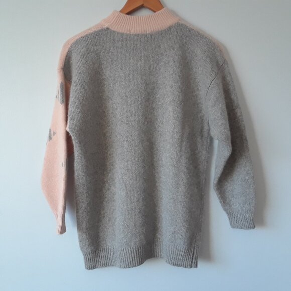 Vintage 80s 90s Lambswool Angora Giraffe Print Sweater M - Picture 3 of 6